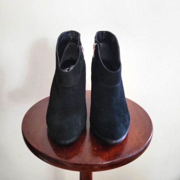 Stack-heeled, Suede Booties - Picture 2 of 7